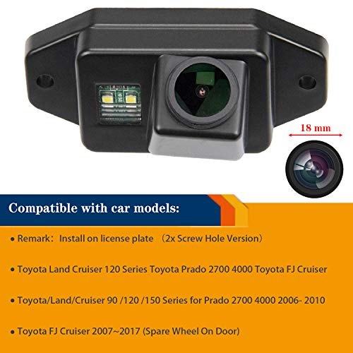 HD 1280x720p Reversing Camera Integrated in Number Plate Light License Rear View Backup Camera Waterproof Night Vision for Toyota Land Cruiser/Prado LC 90 120 150 / Prado/FJ Cruiser