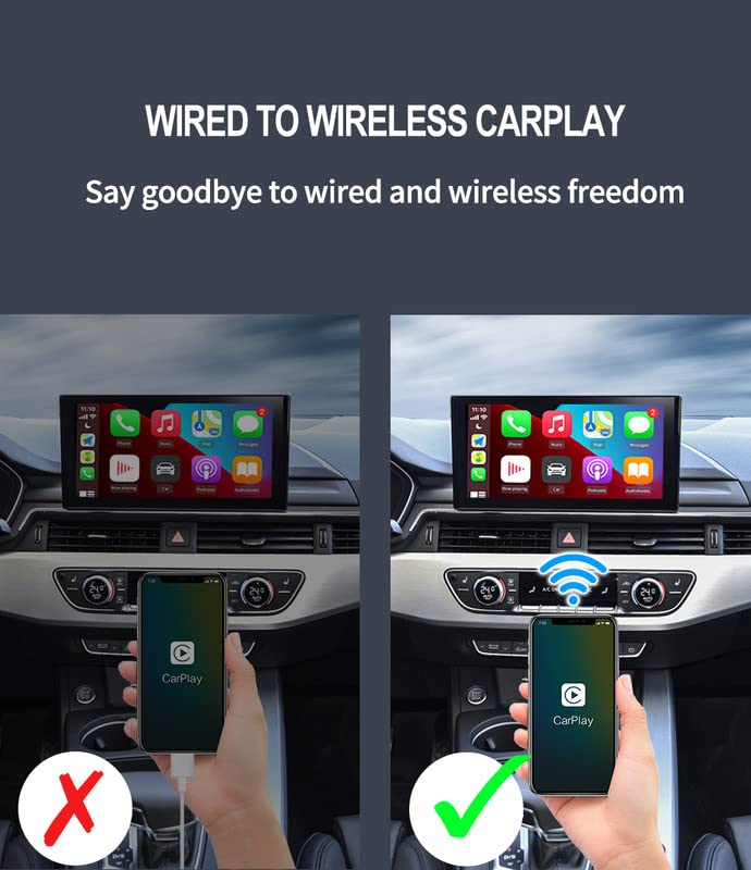 HAYALI Wireless CarPlay Adapter, 3.0 Car Play Wireless Adapter Compatible with Factory Wired CarPlay Cars, Wired to Wireless CarPlay Dongle for iOS 10-15, Plug and Play Syncing with iPhone 6 and Up