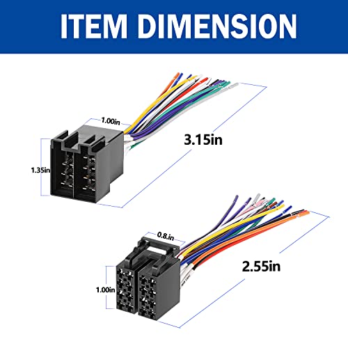 16 Pin Male & Female Radio ISO Wire Harness Adapter for Peterbilt Freightliner Semi Truck International Volvo Sterling Mack Kenworth Stereo Connector to JVC Pioneer Kenwood Sony Android.