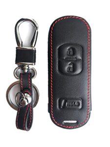 rpkey leather keyless entry remote control key fob cover case protector for mazda 3 cx-3 cx-5 cx-7 cx-9 wazske13d01 ske13d-01 662f-ske13d01 kdy3-67-5dy