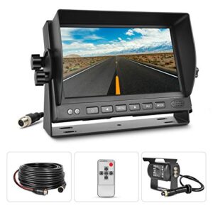backup camera for trucks with monitor,7” reversing monitor with rear view camera, 140 ° wide angle, 18 ir night vision,ip68 waterproof for trucks,rvs,trailers,bus,vans,large vehicles.