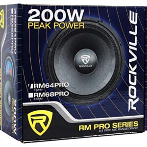 Rockville (2) RM64PRO 6.5" 400 Watt 4 Ohm SPL Mid-Bass Midrange Car Speakers