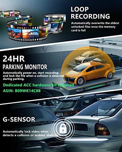 AX2V 2K WiFi Dash Cam for Cars with Super Night Vision and 170° Wide Angle - Screenless 1600P Dash Camera with WDR, G-Sensor, Loop Recording, and Parking Mode - Includes 32GB SD Card