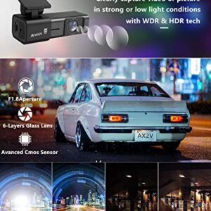 AX2V 2K WiFi Dash Cam for Cars with Super Night Vision and 170° Wide Angle - Screenless 1600P Dash Camera with WDR, G-Sensor, Loop Recording, and Parking Mode - Includes 32GB SD Card