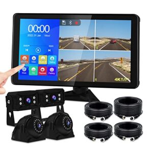 vekooto rv camera system, 4k backup camera with 10.36” touch screen, waterproof 4 ahd rear side view camera, for truck/semi-trailer/camper/rv/bus, 32gb micro sd cardt9