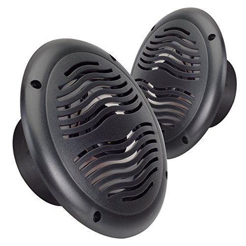 Magnadyne WR65B Water-Resistant 6-1/2" 2-Way Speakers with Integrated Grill/Frame | Black (Sold as a Pair)