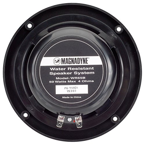 Magnadyne WR65B Water-Resistant 6-1/2" 2-Way Speakers with Integrated Grill/Frame | Black (Sold as a Pair)