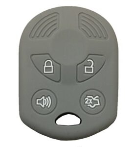 kawihen silicone key fob cover compatible with ford lincoln mercury 4 buttons oucd6000022 164-r8046 164-r7040 cwtwb1u722 (gray)