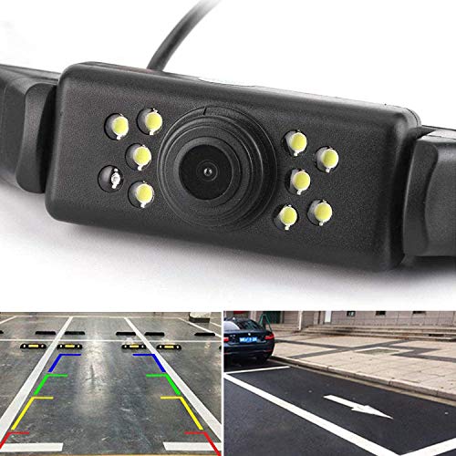 Vehicle License Plate Backup Camera - Car Rear View Camera,GOODBONG Automotive Backing Camera 120° View Angle Waterproof 9 LED Night Vision Reversing Camera for Trucks/SUV/RV/Pickup/Vans