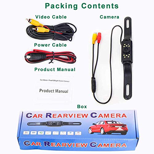 Vehicle License Plate Backup Camera - Car Rear View Camera,GOODBONG Automotive Backing Camera 120° View Angle Waterproof 9 LED Night Vision Reversing Camera for Trucks/SUV/RV/Pickup/Vans