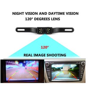 Vehicle License Plate Backup Camera - Car Rear View Camera,GOODBONG Automotive Backing Camera 120° View Angle Waterproof 9 LED Night Vision Reversing Camera for Trucks/SUV/RV/Pickup/Vans