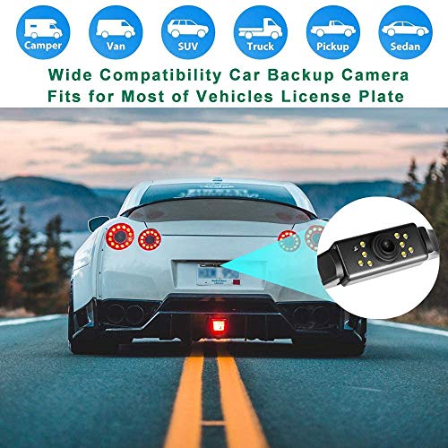 Vehicle License Plate Backup Camera - Car Rear View Camera,GOODBONG Automotive Backing Camera 120° View Angle Waterproof 9 LED Night Vision Reversing Camera for Trucks/SUV/RV/Pickup/Vans