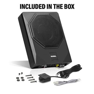 Sound Storm Laboratories US8 8 Inch Under Seat Powered Car Audio Subwoofer - 800 Watts Max, Low Profile, Built in Amplifier, for Truck, Boxes and Enclosures, Remote Subwoofer Control