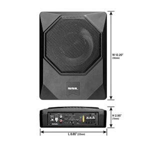 Sound Storm Laboratories US8 8 Inch Under Seat Powered Car Audio Subwoofer - 800 Watts Max, Low Profile, Built in Amplifier, for Truck, Boxes and Enclosures, Remote Subwoofer Control