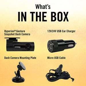 Hyperion 1080p WiFi Dash Cam with Crash Detection and Gesture Snapshot Photography, Loop Recording with 300° Rotatable Lens and 16GB Memory Card, Downloadable App