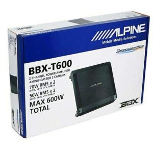 Alpine PK BBX-T600 BBX Series 600W 2-Ohm Stable 2 Channel Class A/B Amplifier - BBX Series 2-ohm Stable 2 Channel Class A/B Amplifier - DC-DC PWM Power Supply + Absolute 4 Gauge Amp Kit