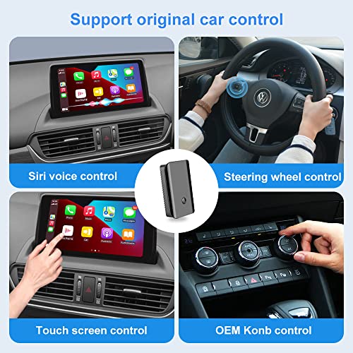 JMANCE Wireless Carplay Magic Box Streaming Device for Original Car with Wired CarPlay and with Touch Screen, Octa Core Android 10 Multimedia Video Adapter AI Box Carplay Dongle Build in GPS 4GB+64GB