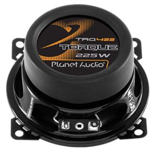 Planet Audio TRQ422 4 Inch Car Speakers - 225 Watts of Power Per Pair, 112.5 Watts Each, Full Range, 2 Way, Sold in Pairs