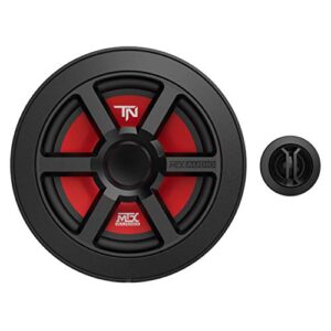 mtx terminator series 6.5 inch woofer cone component 2-way speaker pair with 45 watt rms, black/red