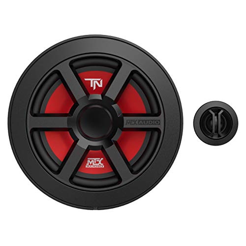 MTX Terminator Series 6.5 Inch Woofer Cone Component 2-Way Speaker Pair with 45 Watt RMS, Black/Red