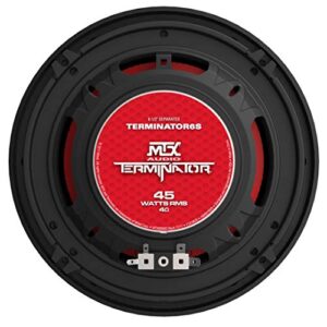 MTX Terminator Series 6.5 Inch Woofer Cone Component 2-Way Speaker Pair with 45 Watt RMS, Black/Red