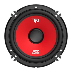 MTX Terminator Series 6.5 Inch Woofer Cone Component 2-Way Speaker Pair with 45 Watt RMS, Black/Red