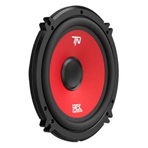 MTX Terminator Series 6.5 Inch Woofer Cone Component 2-Way Speaker Pair with 45 Watt RMS, Black/Red