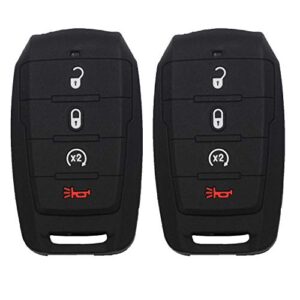 btopars 2pcs 4 buttons black silicone rubber remote smart key fob case cover protector holder compatible with dodge ram 1500 2019 2020 2021 2022