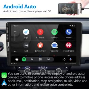 Single Din Car Stereo Apple Carplay Android Auto, Hodozzy 1 Din 9 Inch Touchscreen Bluetooth Car Radio Support iOS/Android Mirror Link, Backup Camera, DVR, USB, AUX, FM Radio Receivers Microphone