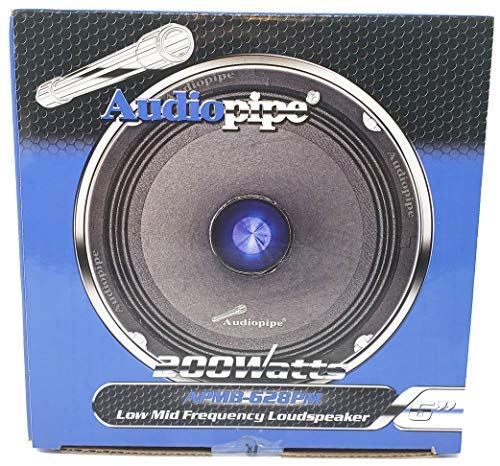 Audiopipe APMB-628PM 6 Inch 200 Watts Max 100 Watts RMS Power Low to Mid Frequency Car Audio Loudspeaker with 4 Ohm Impedance