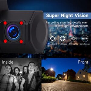 Frvesroe BF-2 4K+1080P Dual Dash Cam Front and Inside,Car Camera Front and Rear with GPS and Speed,Dashcam with 24H Parking Mode,Super Infrared Night Vision with Sony Sensor (64GB SD Card is Included)