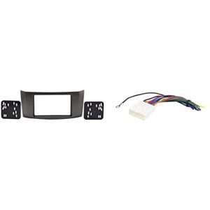 metra 95-7618g double din installation kit for nissan sentra 2013-up (gray) & scosche nn04b compatible with select 2007-up nissan power/speaker connector/wire harness
