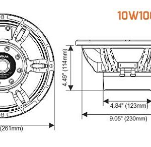 PRV AUDIO 10 Inch Woofer Speaker 10W1000-NDY-4, 1000 Watts Program Power, 4 Ohms, 3 in Voice Coil, 500 Watts RMS, Unique Sound Reproduction Midbass Woofer Driver for Pro Car Audio (Single)