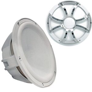 wet sounds Revo 10" Subwoofer & Grill - White Subwoofer & White Grill with Stainless Steel Inserts - 4 Ohm