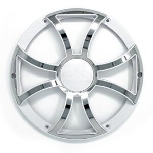 wet sounds Revo 10" Subwoofer & Grill - White Subwoofer & White Grill with Stainless Steel Inserts - 4 Ohm