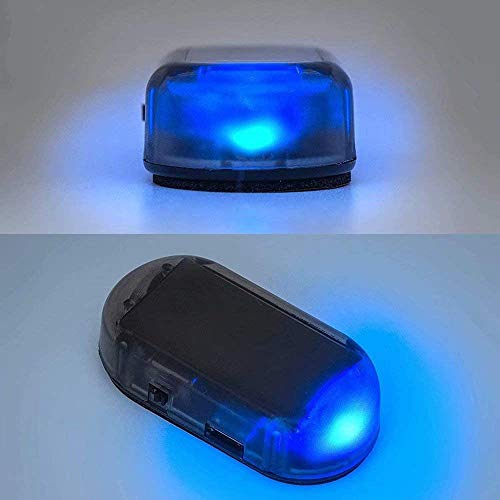 Kqiang 2pcs Car Solar Power Simulated Dummy Alarm Warning Anti-Theft LED Flashing Security Light Fake Lamp (Blue + Red) 2