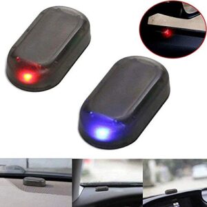 Kqiang 2pcs Car Solar Power Simulated Dummy Alarm Warning Anti-Theft LED Flashing Security Light Fake Lamp (Blue + Red) 2