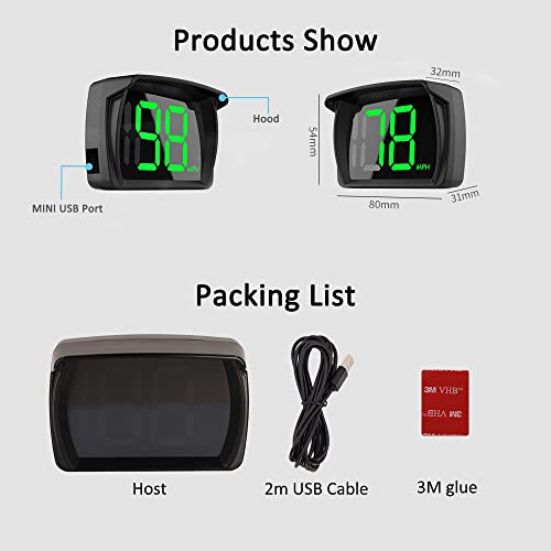 2023 New Speedometer HUD GPS Digital Speed Meter MPH Speedo Head Up Display for Cars Trucks, USB Cable Plug & Play (G20-Only Green)