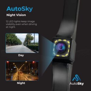 AutoSky Back up Camera, Rear View Camera Newest HD 12 LED Night Vision, Waterproof Backup Camera Ultra Wide View Angle with Multiple Mounting Options for Universal Cars, SUV, Trucks, RVs