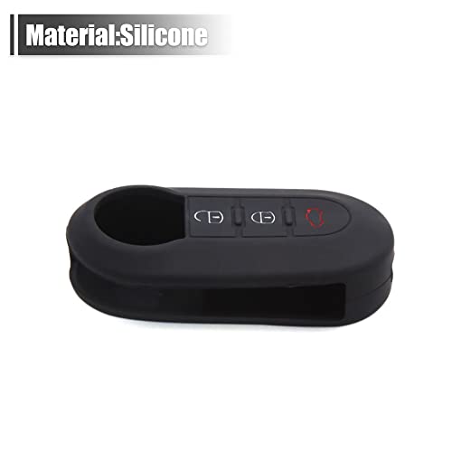 uxcell 3 Button Car Remote Key Cover Case Protective Replacement Black Silicone for Fiat 500 Viaggio Ottimo Tipo