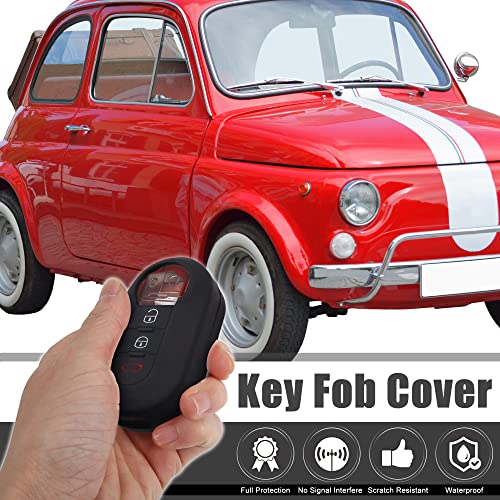 uxcell 3 Button Car Remote Key Cover Case Protective Replacement Black Silicone for Fiat 500 Viaggio Ottimo Tipo
