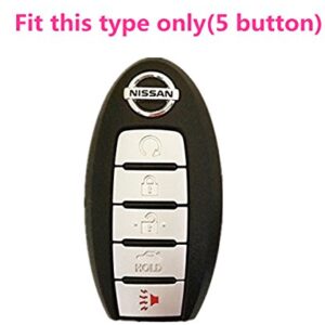 KAWIHEN Silicone Key Fob Cover Fit for Nissan 5 button Nissan 350Z 370Z Altima Armada GT-R Leaf Pathfinder Rogue Sentra Maxima Murano Versa CWTWB1U840 285E3-3SG0D (Pink)