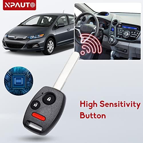 NPAUTO Key Fob Replacement for Honda CR-V/CR-Z/Accord/Fit/Insight 2007 2008 2009 2010 2011 2012 2013 2014 2015 Keyless Entry Remote Key Fobs (MLBHLIK-1T, 3 Button, Pack of 2)