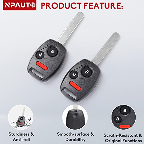 NPAUTO Key Fob Replacement for Honda CR-V/CR-Z/Accord/Fit/Insight 2007 2008 2009 2010 2011 2012 2013 2014 2015 Keyless Entry Remote Key Fobs (MLBHLIK-1T, 3 Button, Pack of 2)