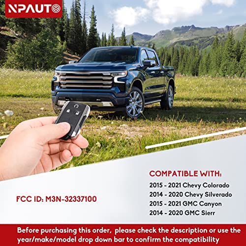 NPAUTO Key Fob Replacement for Chevy Silverado GMC Sierra 1500 2500 HD 3500 HD 2014 2015 2016 2017 2018 2019 2020 Chevy Colorado GMC Canyon 2015-2021 Keyless Entry Remote Control Start Key Fobs