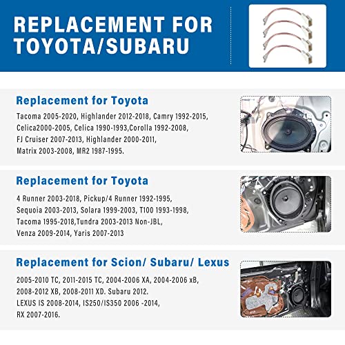 NuIth 72-8104 Speaker Wiring Harness Adapters for Toyota 2000-2015 Camry 4Runner Tundra FJ Cruiser, Subaru WRX STI 2012-2019 Aftermarket Front Rear Door Speaker Connector 4 PCS