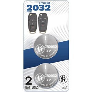 (2 pack) cr2032 2032 for ford flip remote key fob battery oem bundle case shell fits 2013-2022 ecosport expedition escape explorer f-150 250 350 450 550 fusion ranger transit n5f-a08taa or a08tda