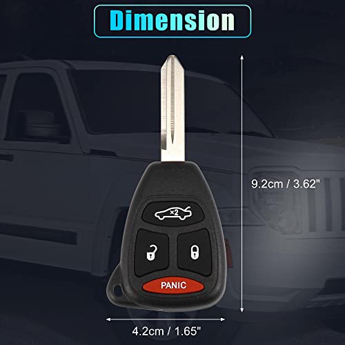 X AUTOHAUX Replacement Keyless Entry Remote Car Key Fob KOBDT04A 315MHz for Chrysler 300 for Dodge Avenger Charger for Jeep 4 Button with Door Key