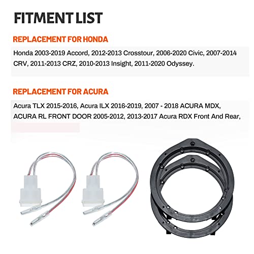NuIth Car Speaker Adapter Bracket Speaker Wiring Harness Kit Compatible with Honda Civic Accord CRV 2008-2020, Acura 2005-2019 Aftermarket Front Rear Door 6.5 Inch Speaker Connector Cable Mount
