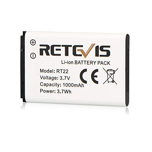 Retevis RT22 RT22S RT15 RT19 2 Way Radio Battery Original 3.7V 1000mAh Li-ion Battery Compatible RT22 RT22S RT15 RT19 WLN KD-C1 Walkie Talkies (5 Pack)